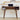 Wooden desk with oval curved desktop, sliding fluted door storage, and metal legs on a light background.