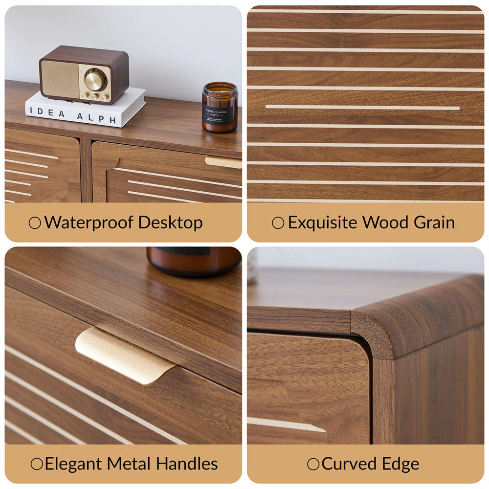 Wooden desk with features highlighted on a beige background