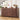 Woven wooden sideboard with decorative items in a home setting