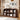 A dark brown wooden bookcase with arched top details, styled with books, a lamp, and small decor items in a warm, modern room setting.