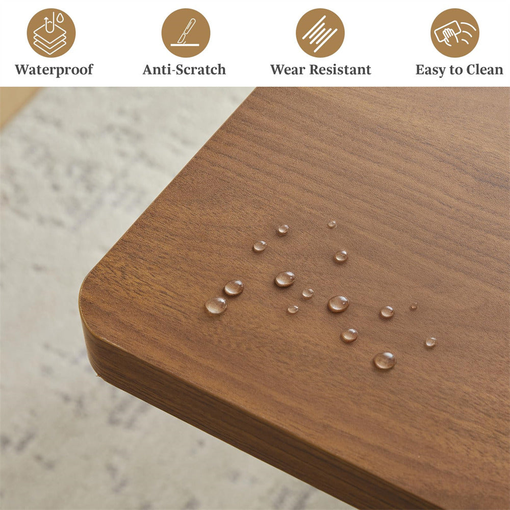 Walnut 55 in–71 in Extendable Rectangular Kitchen Dining Table with Carved Line Base for 4–8