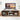 Wooden entertainment console with a television displaying a sunset over water scene, surrounded by decorative items.