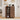 Wooden 5 Tier shoe cabinet with shoes inside in a room setting