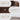 A three-panel close-up collage of a dark walnut wood cabinet or shelf unit with text callouts: 'Beautiful Curved Design,' 'Exquisite Cable Hole,' and 'Safety Anti-tip Device.' The panels highlight the wood grain, a round metal cable grommet, and a metal bracket mounted on the cabinet.