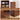 Collage of wooden furniture features including a bookcase, anti-tip devices, adjustable shelves, and a sturdy base.