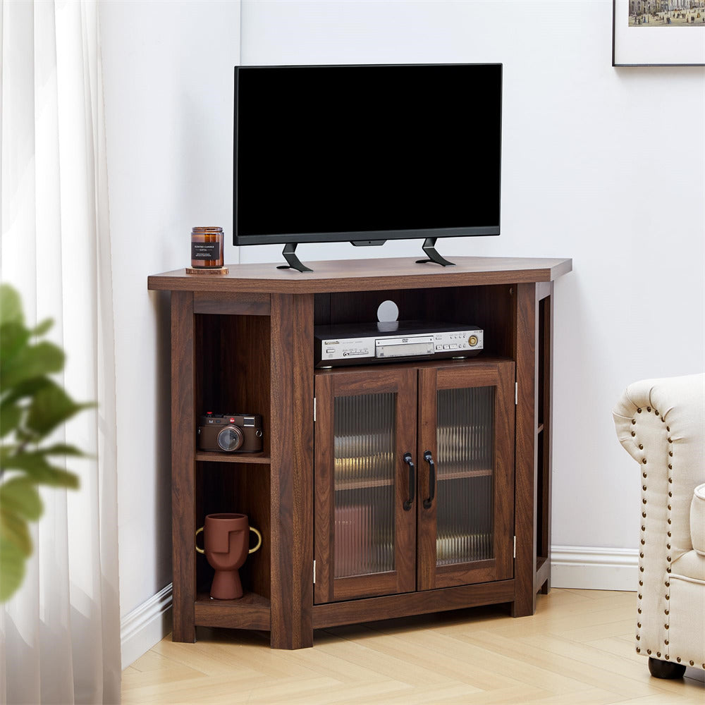 Walnut Corner TV Stand for TVs up to 48 Inch