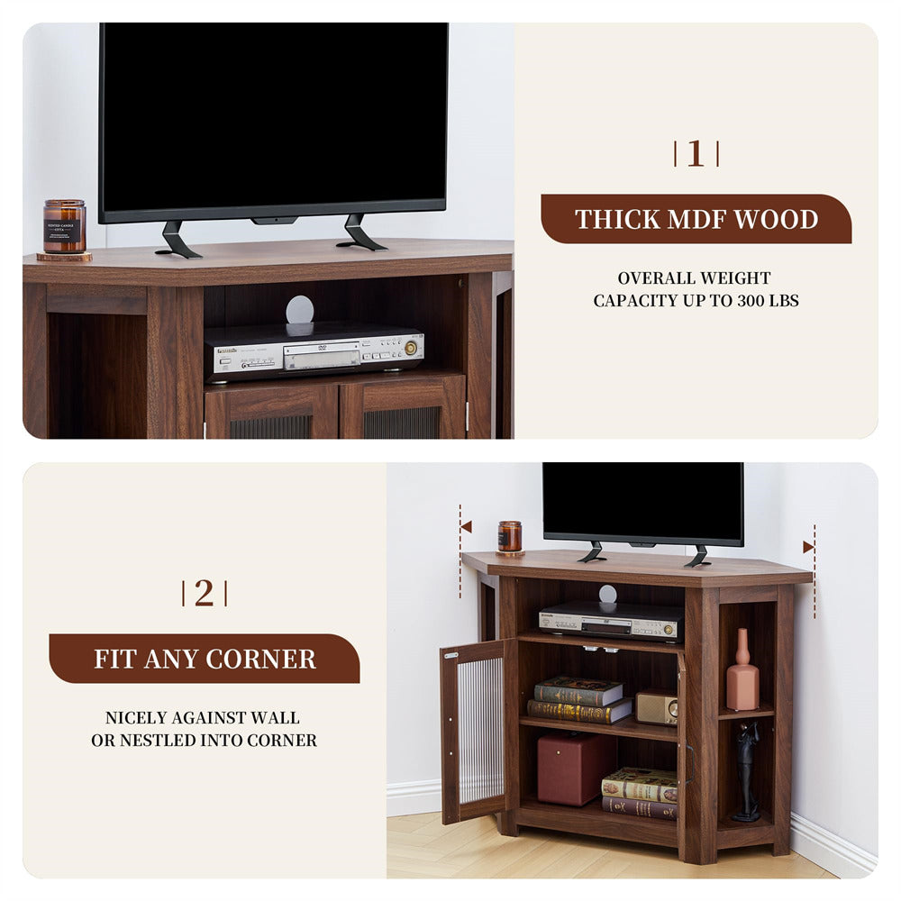 Walnut Corner TV Stand for TVs up to 48 Inch