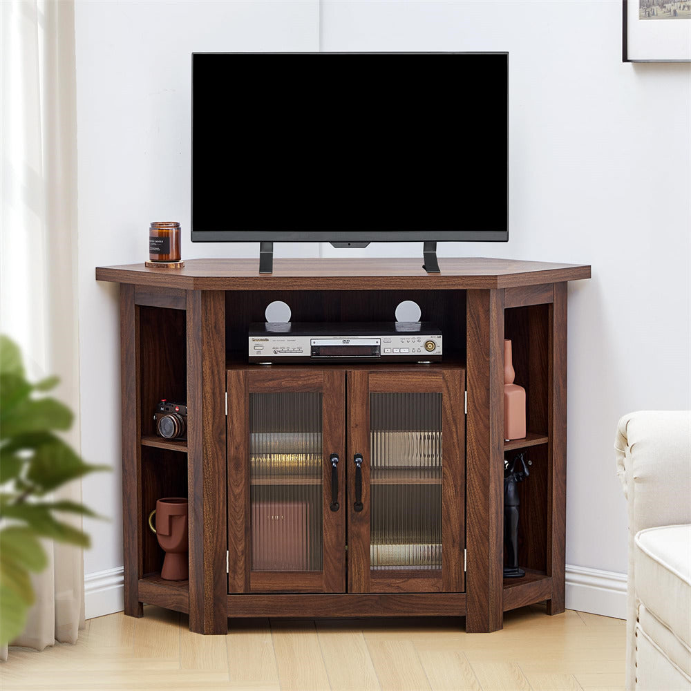 Walnut Corner TV Stand for TVs up to 48 Inch