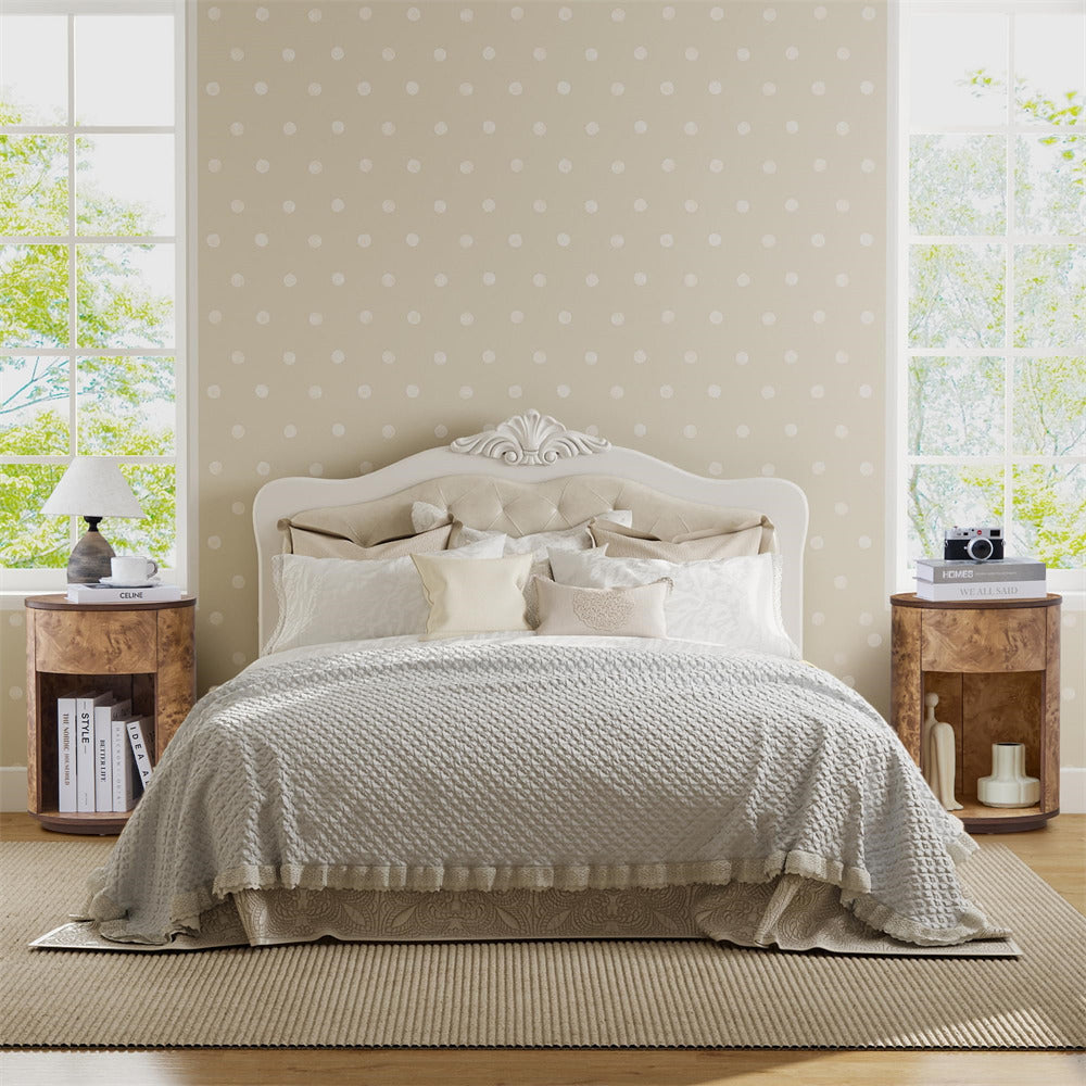 Walnut Farmhouse Burl Wood Side Table Round Nightstand with Open Shelf and Drawer