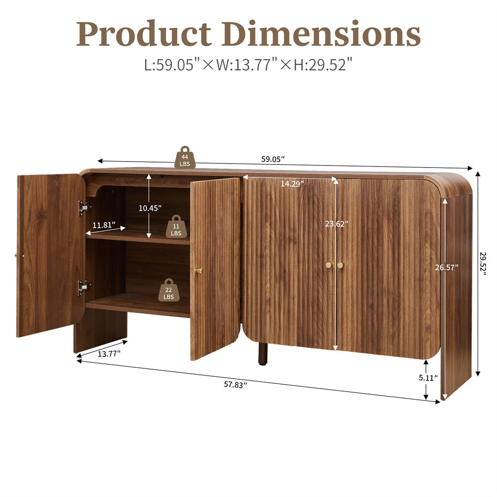 Wooden cabinet with dimensions labeled on a white background