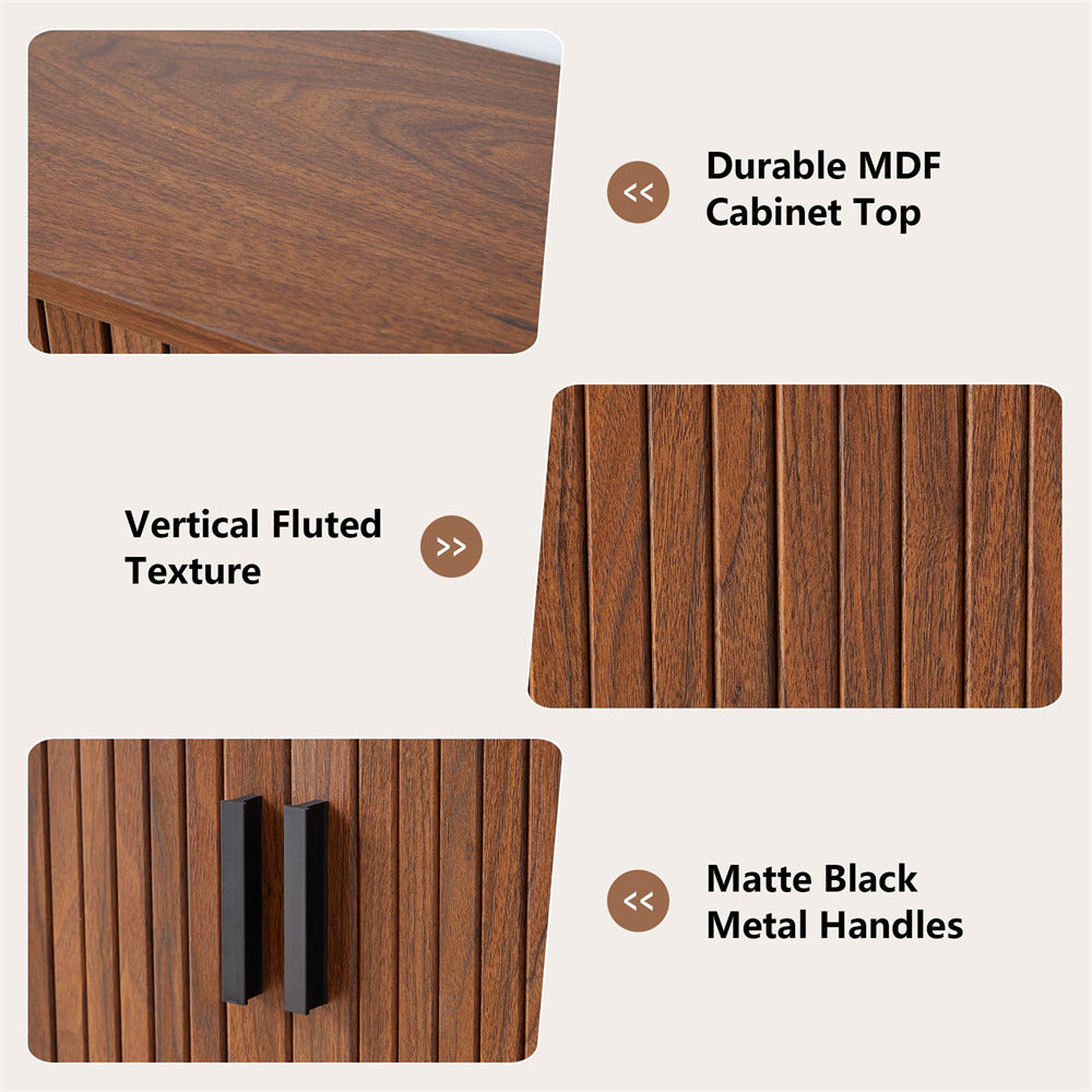 Walnut Freestanding Over Toilet Storage Rack Wall-Anchored Wooden Storage Cabinet