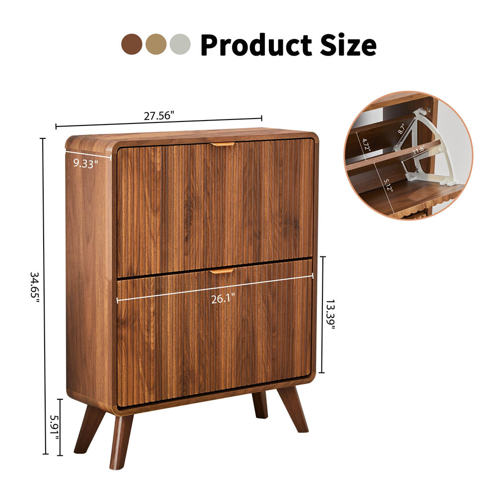 Wooden cabinet with dimensions labeled on a white background