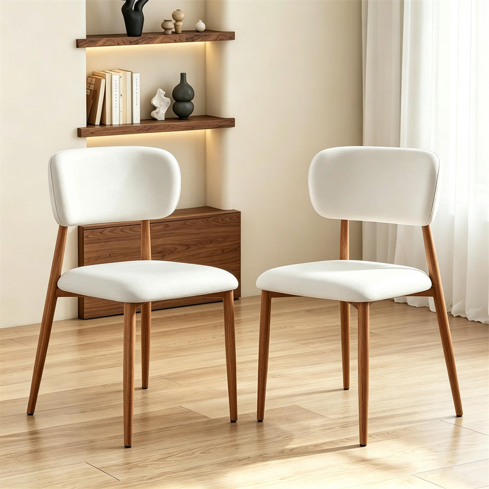 Walnut Mid-Century Modern Upholstered Velvet Dining Room Chairs Set of 2 with Ergonomic Curved Backrest
