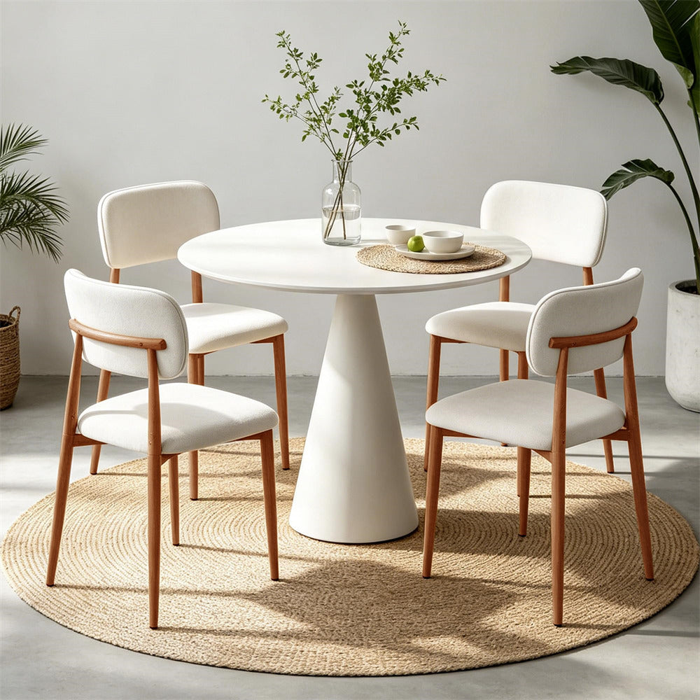 Walnut Mid-Century Modern Upholstered Velvet Dining Room Chairs Set of 4 with Ergonomic Curved Backrest