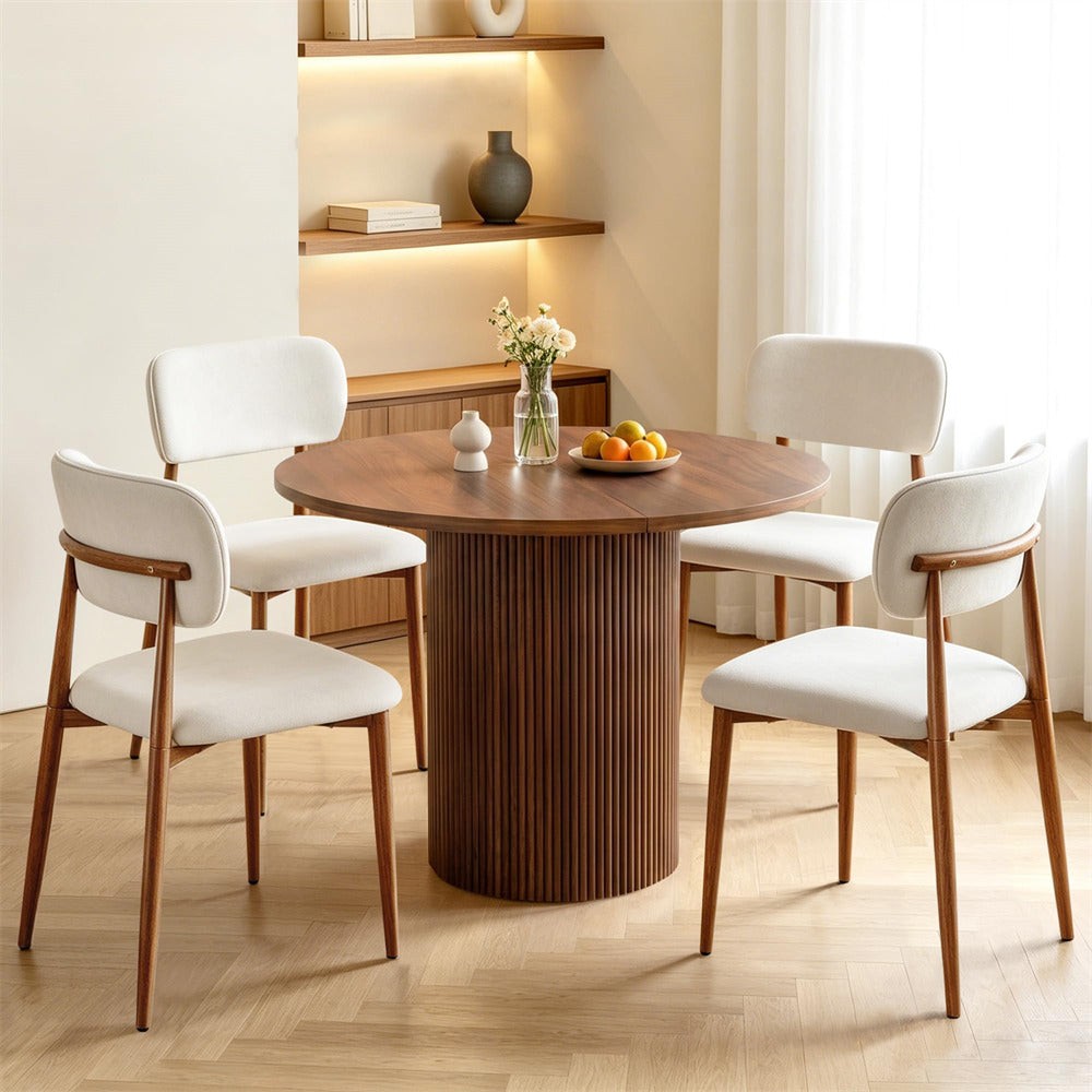 Walnut Mid-Century Modern Upholstered Velvet Dining Room Chairs Set of 4 with Ergonomic Curved Backrest