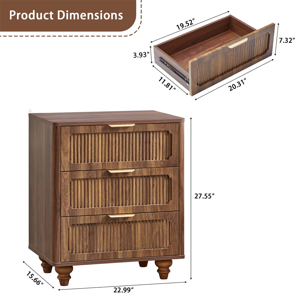Wooden dresser with dimensions labeled on a white background