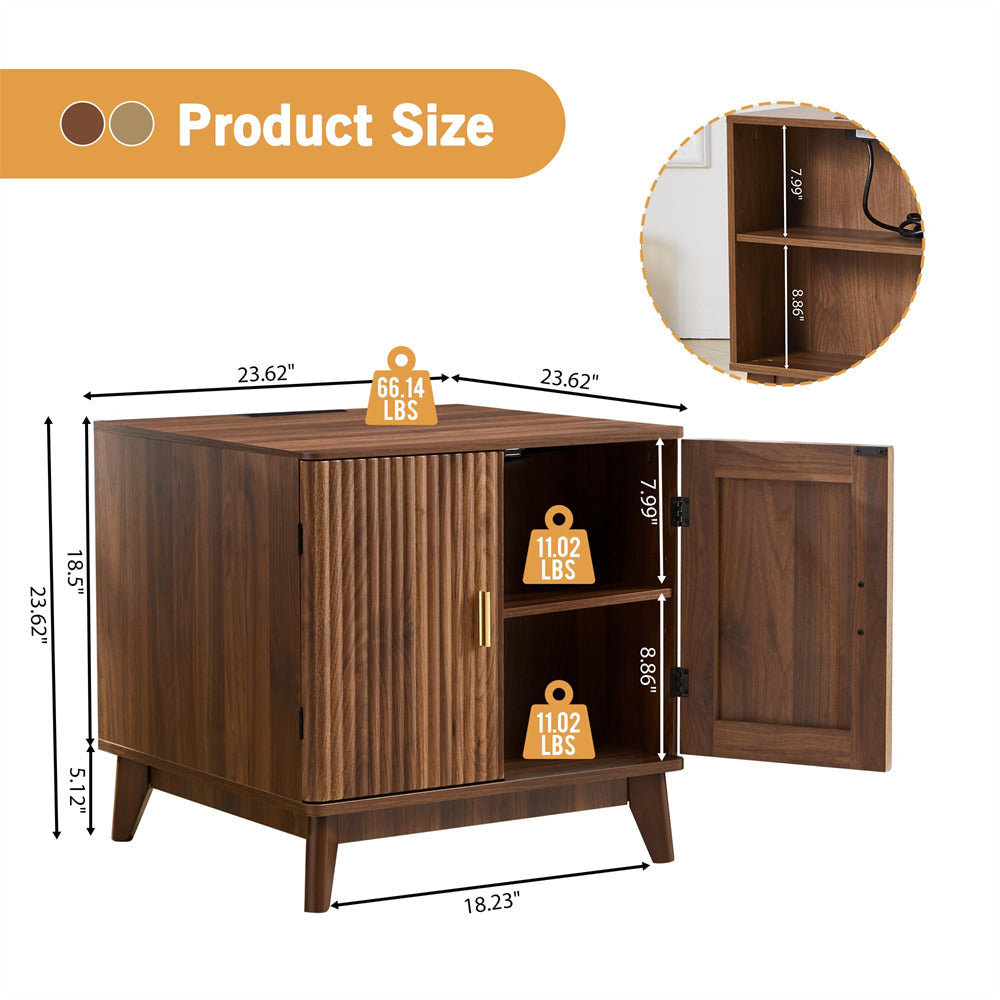 Wooden cabinet with dimensions and weight indicators on a white background