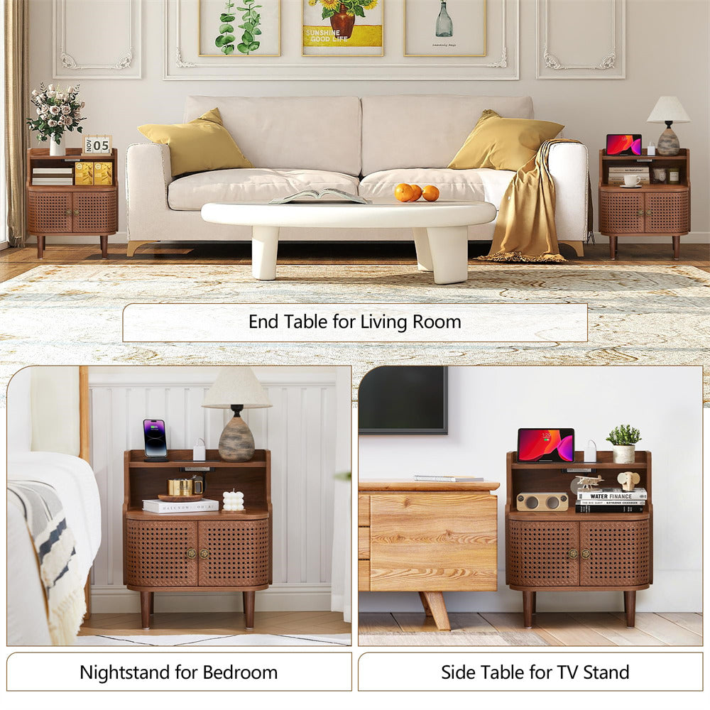 Living room with end table, nightstand, and side table options.