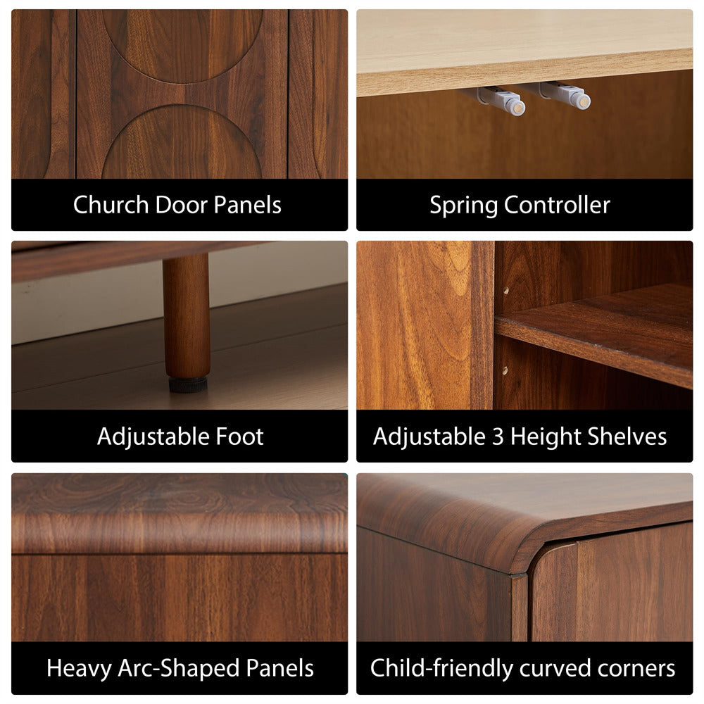Collage of wooden furniture features with labels