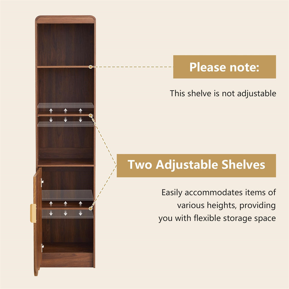 Wooden bookshelf with two adjustable shelves on a beige background