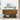Wooden console table with decorative items in a room setting