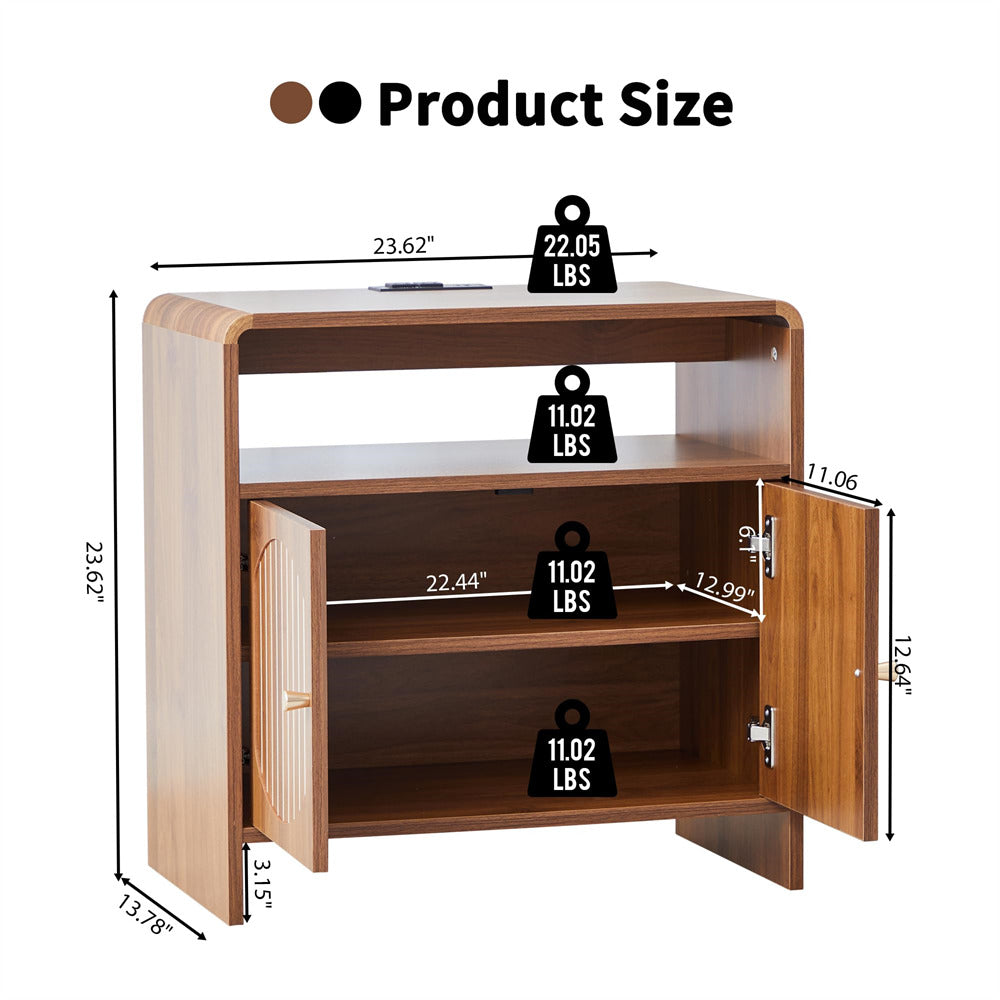 Wooden shelf with dimensions and weight indicators on a white background