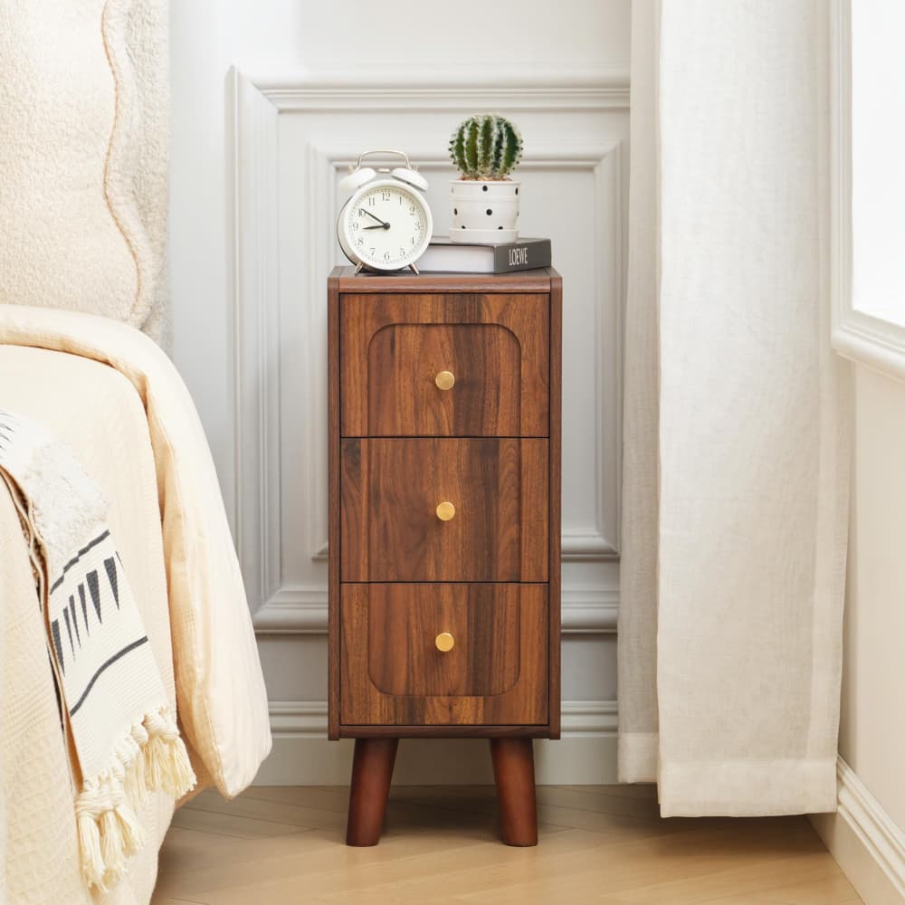 Walnut Slim Couch Side Table
