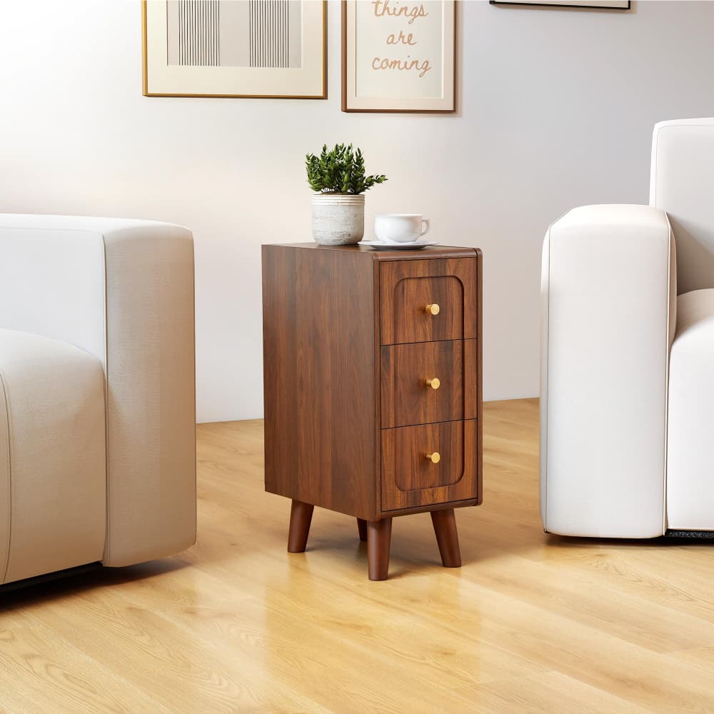 Walnut Slim Couch Side Table