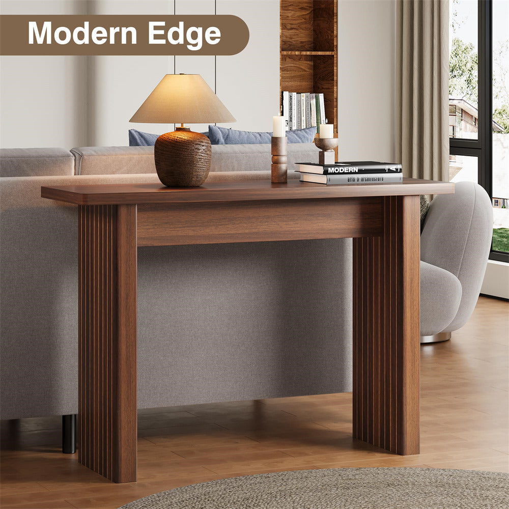 Fluted Rectangular Tables Wooden Fluted Rectangular Entryway Sofa Table Narrow Console Table ...