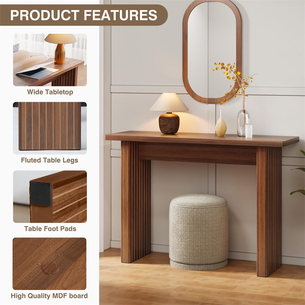 Fluted Rectangular Tables Wooden Fluted Rectangular Entryway Sofa Table Narrow Console Table ...