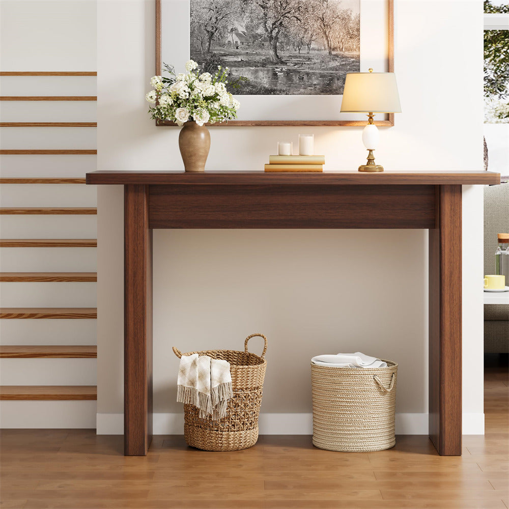 Fluted Rectangular Tables Wooden Fluted Rectangular Entryway Sofa Table Narrow Console Table ...