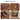 Four-panel feature graphic for a wooden cabinet or side table, with text labels reading 'Ingenious Detailing,' 'Curved Edges,' 'Metal Handle,' 'Large Drawer,' and 'Open Storage Space.' The panels show close-up views of the wood grain, a round metal knob, an open drawer, and storage space with a gold deer decor piece.
