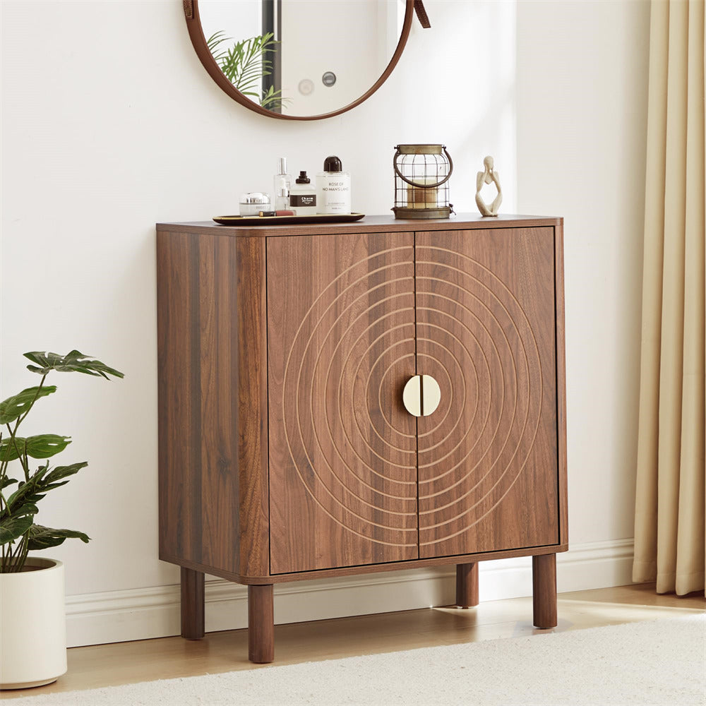 Wanlnut Wood Sideboard Storage Cabinet with 2 Doors and Adjustable Shelf