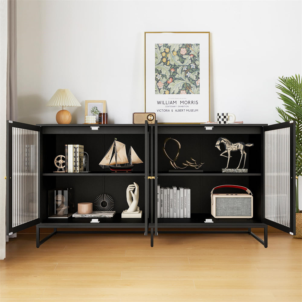 Wooden Coffee Bar Cabinet Console Table Storage Cabinet Kitchen Sideboard Cabinet with Adjustable Shelves Black