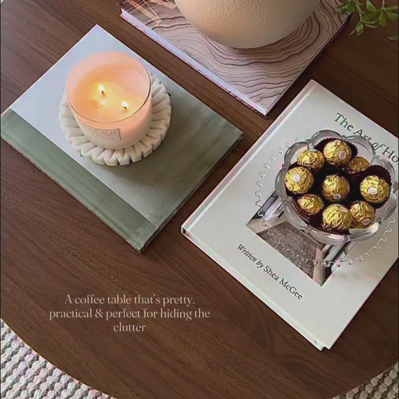 31.5 Organic Modern Fluted Round Coffee Table with Hidden Storage Video