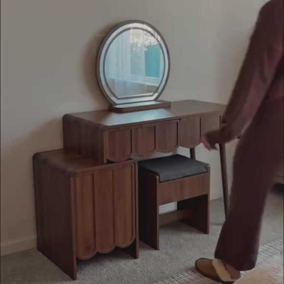 Wood Wave Panel Vanity Desk Video