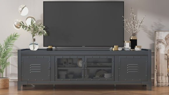Industrial Style TV Stand Black Retro TV Cabinet Media Console Table video